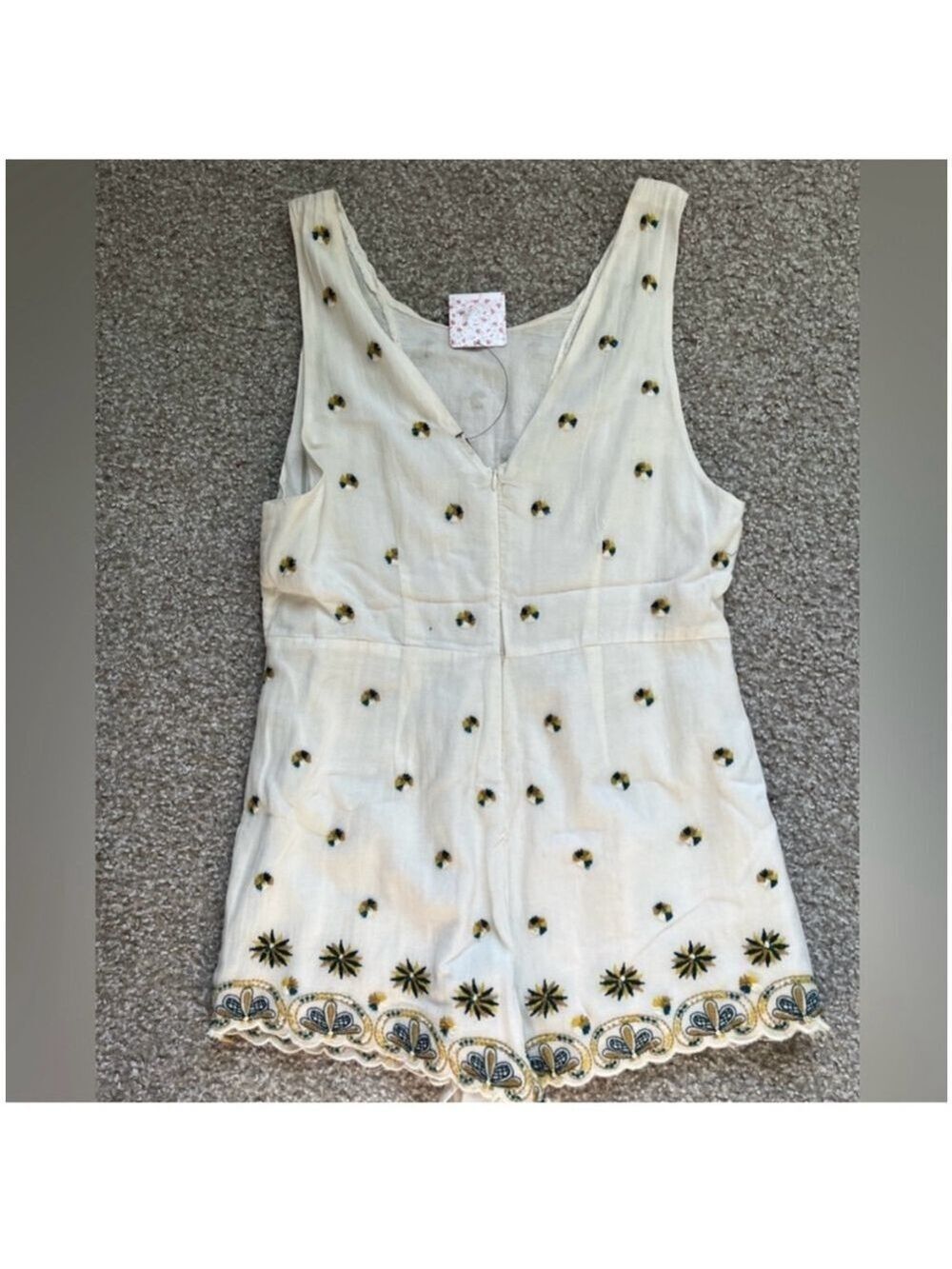 Free People Ivory Margarita Embroidered Romper Jumper Medium NWT - Picture 4 of 13